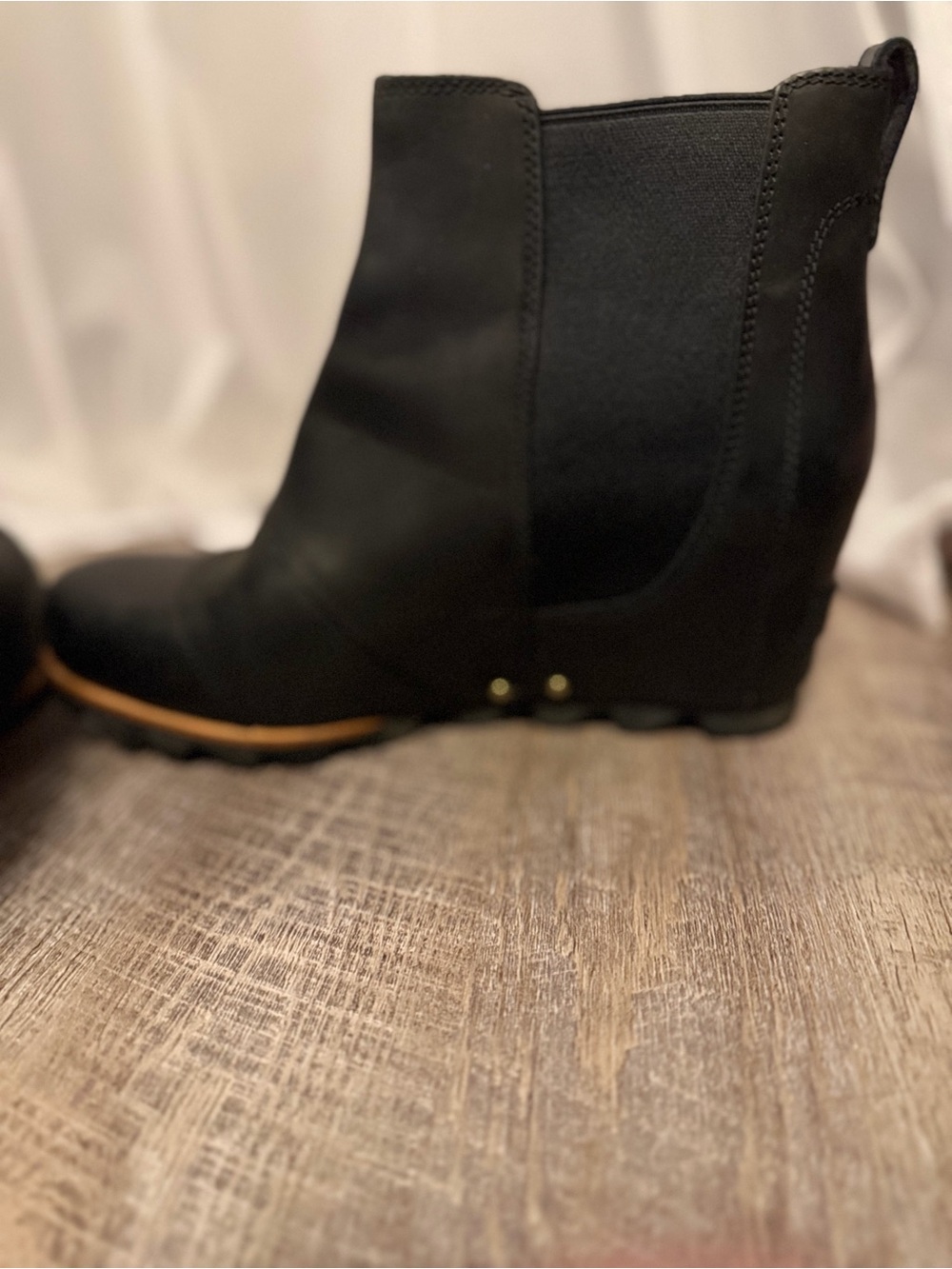Sorel | Black Leather Wedge Ankle Boots | Waterproof - Picture 5 of 12